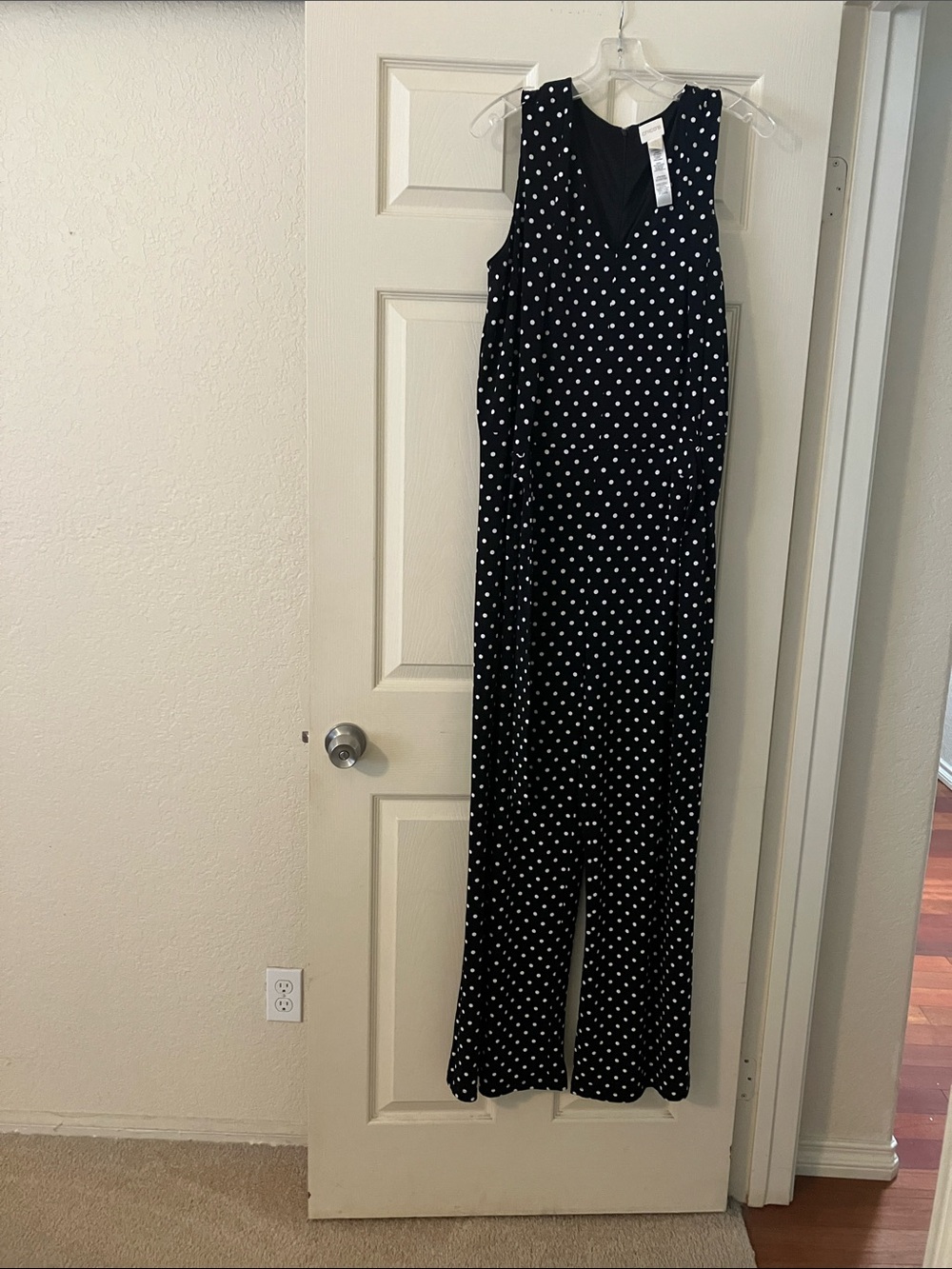Chico's Black & White Polka Dot Sleeveless Jumpsuit